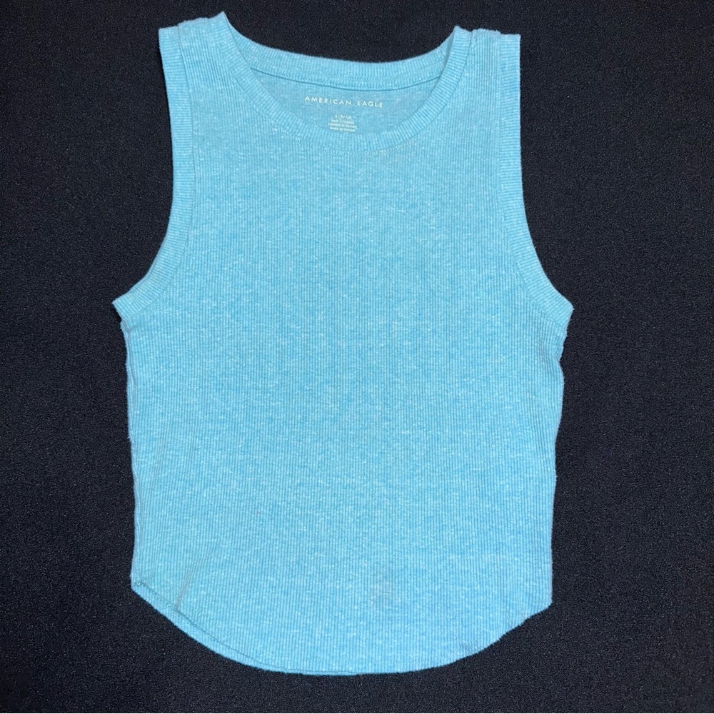 American Eagle Light Blue Ribbed Tank juniors size small